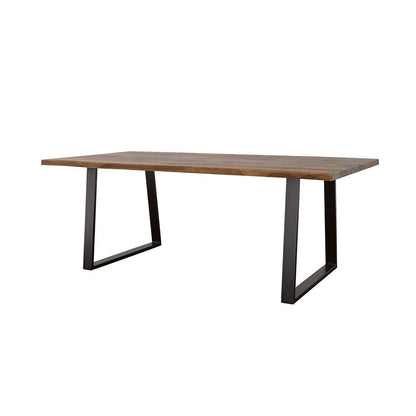 Table à manger Ditman à plateau en sheesham gris et noir avec tranche naturelle