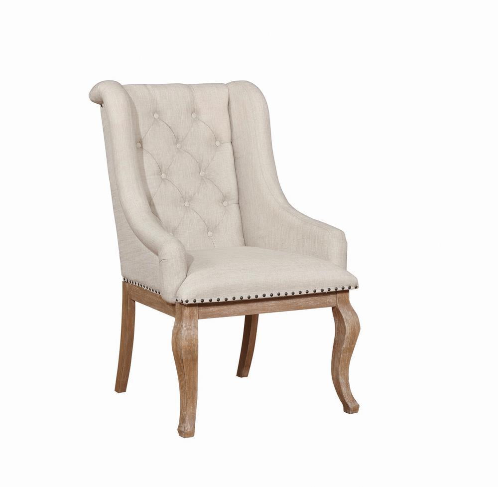 Fauteuils à accoudoirs capitonnés Brockway, crème et brun-beige (lot de 2)