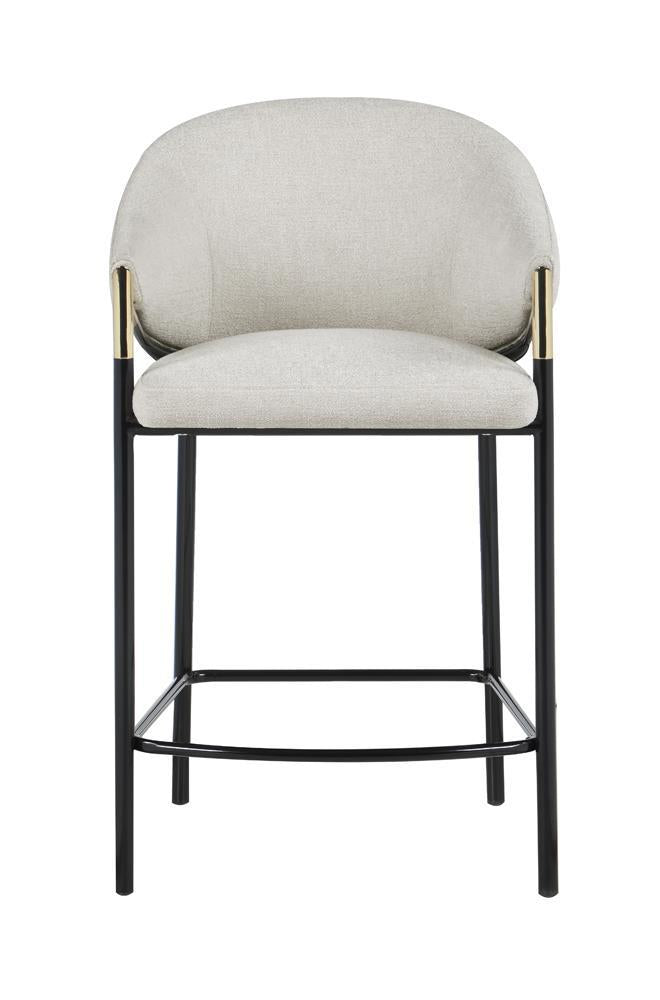Tabourets de bar à hauteur de comptoir Chadwick avec accoudoirs inclinés, beige et noir brillant (lot de 2)