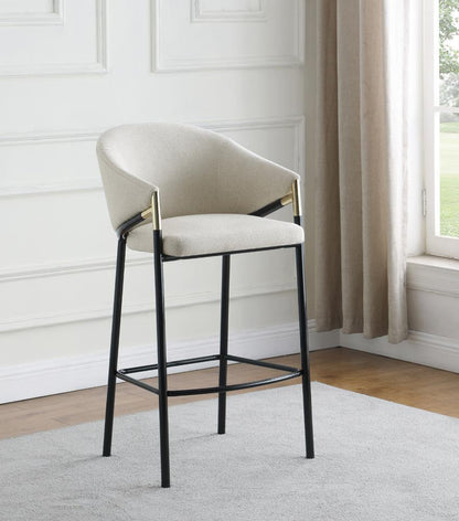 Tabourets de bar Chadwick à accoudoirs inclinés, beige et noir brillant (lot de 2)