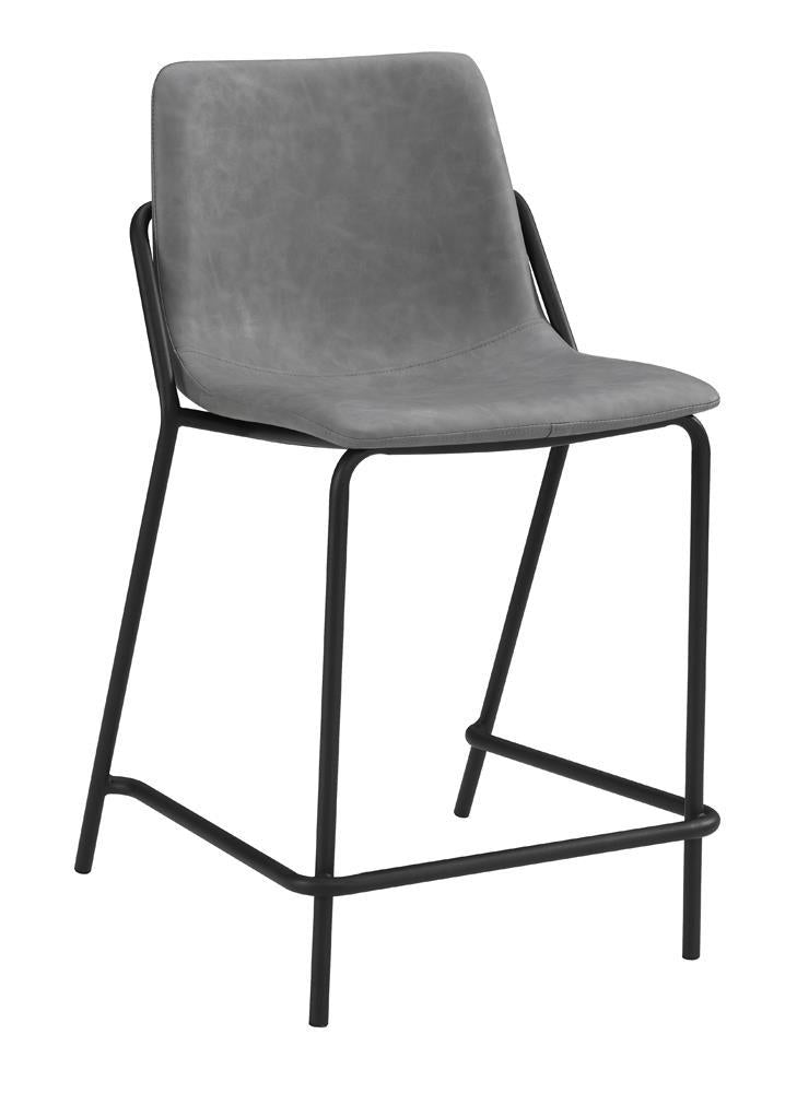 Tabourets de comptoir à dossier plein et pieds rembourrés Earnest, gris et noir (lot de 2)