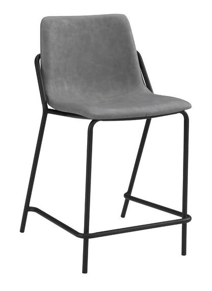 Tabourets de comptoir à dossier plein et pieds rembourrés Earnest, gris et noir (lot de 2)