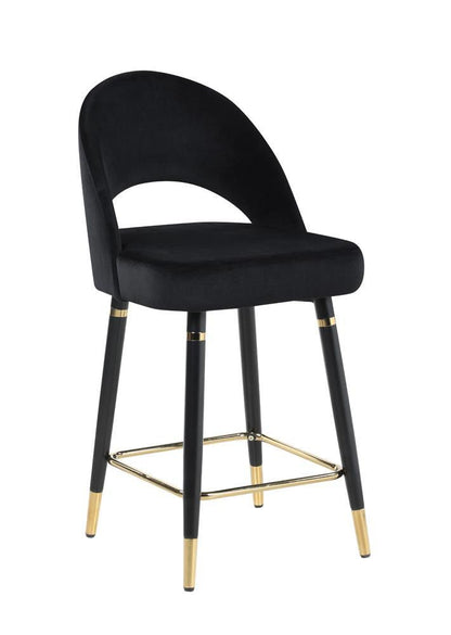 Tabourets de bar rembourrés à dossier incurvé Lindsey, hauteur standard, noir (lot de 2)