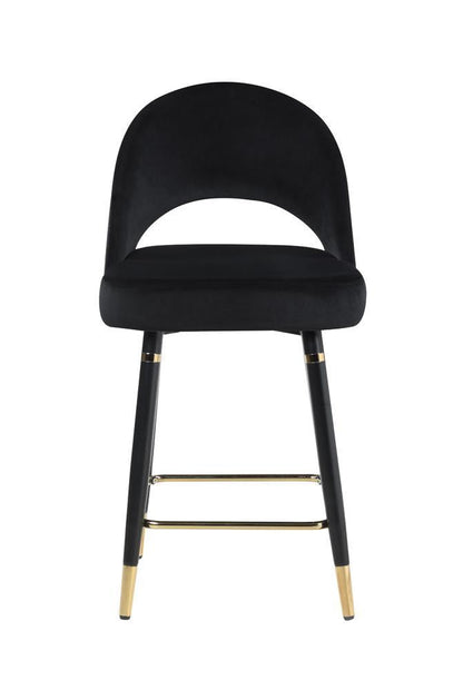 Tabourets de bar rembourrés à dossier incurvé Lindsey, hauteur standard, noir (lot de 2)