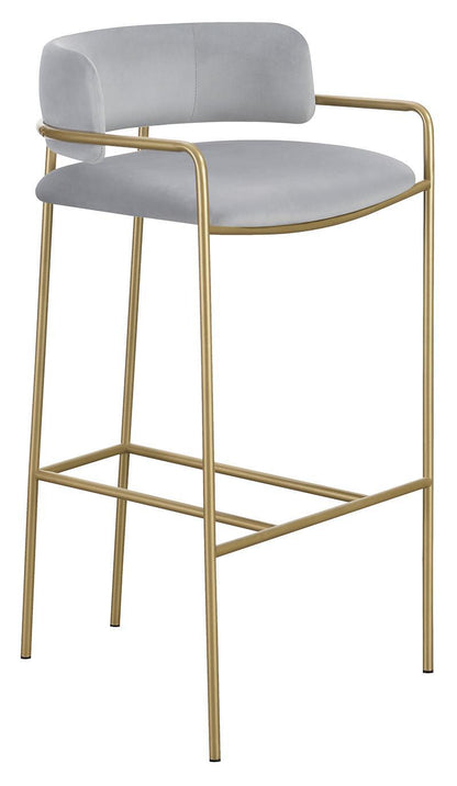 Tabouret à dossier bas rembourré Comstock, gris et doré