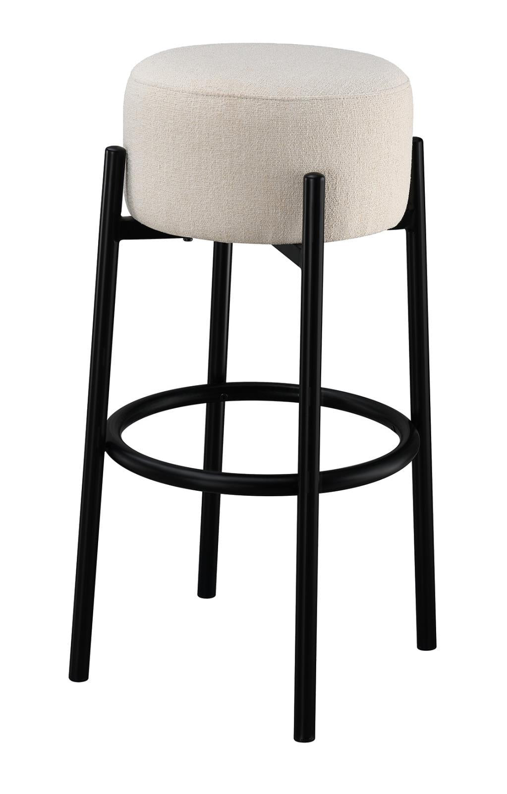 Tabourets ronds sans dossier rembourrés Leonard, blanc et noir (lot de 2)