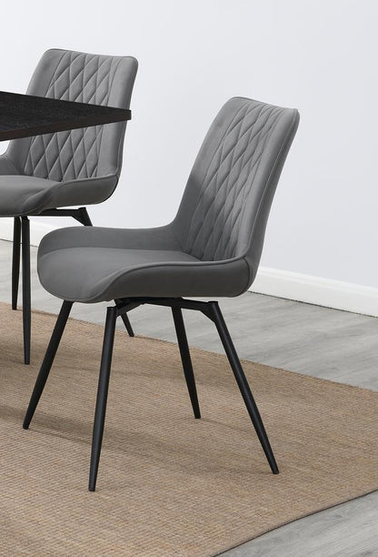 Diggs Chaises de salle à manger pivotantes capitonnées en tissu, gris et gris anthracite (lot de 2)