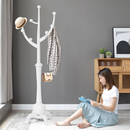 Porte-manteau sur pied en bois de caoutchouc imitation branche d'arbre avec 8 crochets - 62,2 cm L x 179,5 cm H