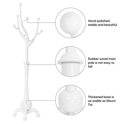 Porte-manteau sur pied en bois de caoutchouc imitation branche d'arbre avec 8 crochets - 62,2 cm L x 179,5 cm H