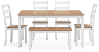 Table à manger Gesthaven avec 4 chaises et banc (ensemble de 6)