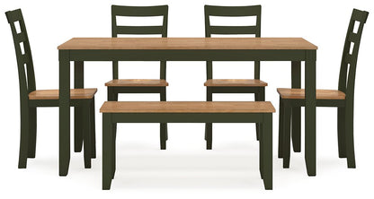 Table à manger Gesthaven avec 4 chaises et banc (ensemble de 6)