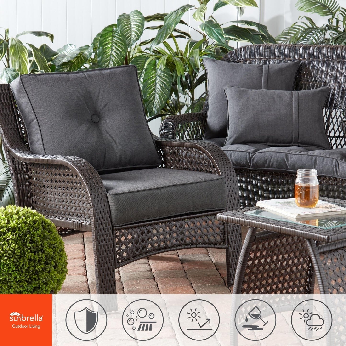 Ensemble de coussins d'extérieur Sunbrella Premium pour assise profonde, 2 pièces