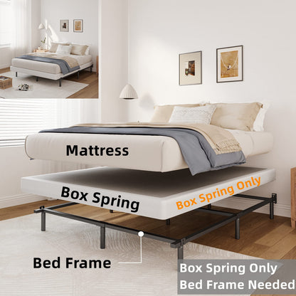 Ressort métallique à profil bas de 5 pouces, structure robuste avec revêtement gris.