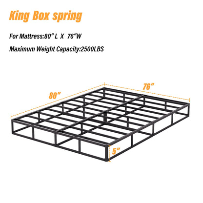 Ressort métallique à profil bas de 5 pouces, structure robuste avec revêtement gris.