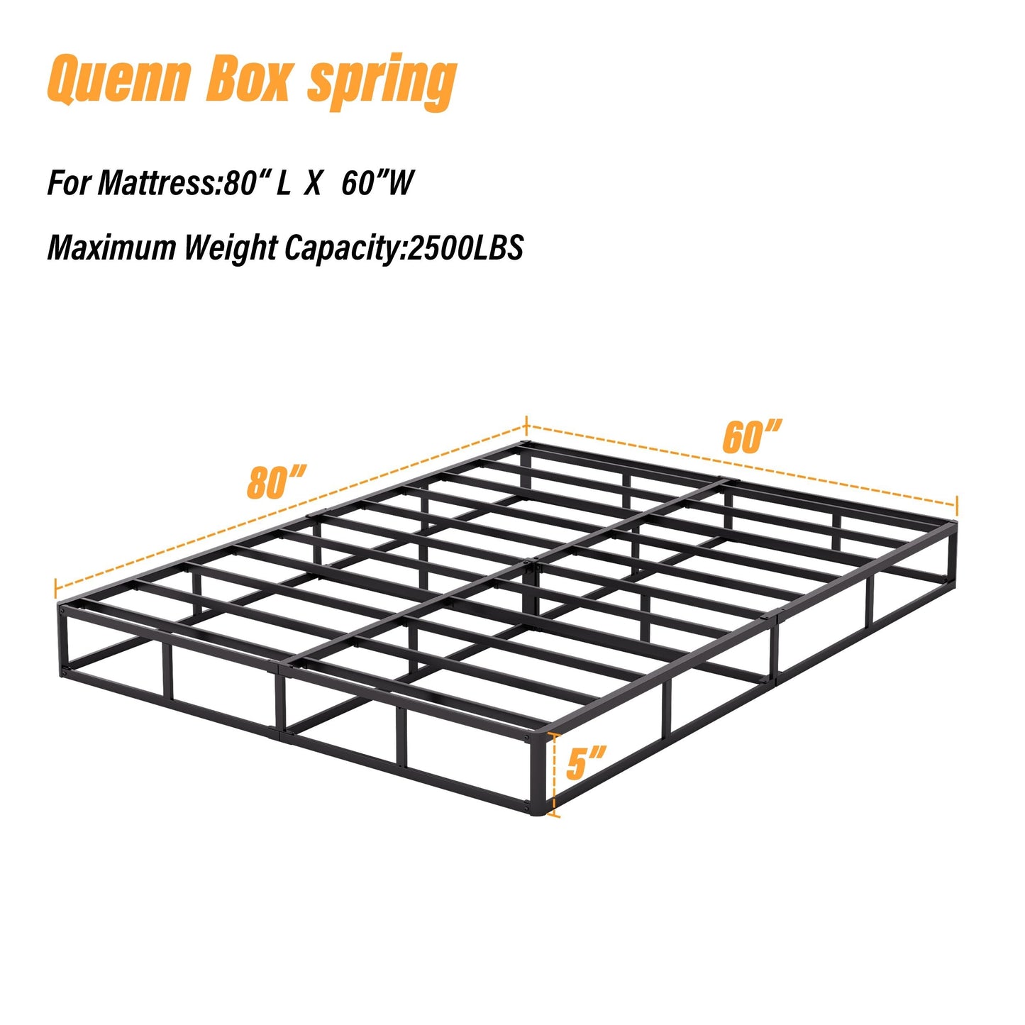 Ressort métallique à profil bas de 5 pouces, structure robuste avec revêtement gris.