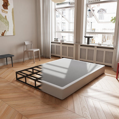 Ressort métallique à profil bas de 5 pouces, structure robuste avec revêtement gris.