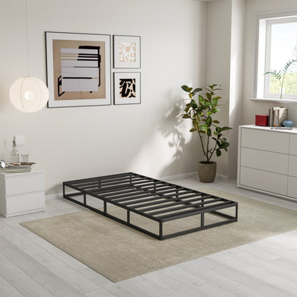 Ressort métallique à profil bas de 5 pouces, structure robuste avec revêtement gris.