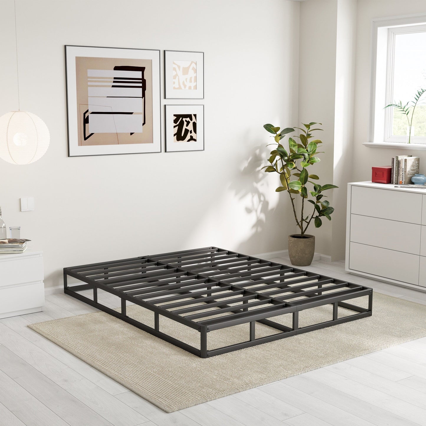 Ressort métallique à profil bas de 5 pouces, structure robuste avec revêtement gris.