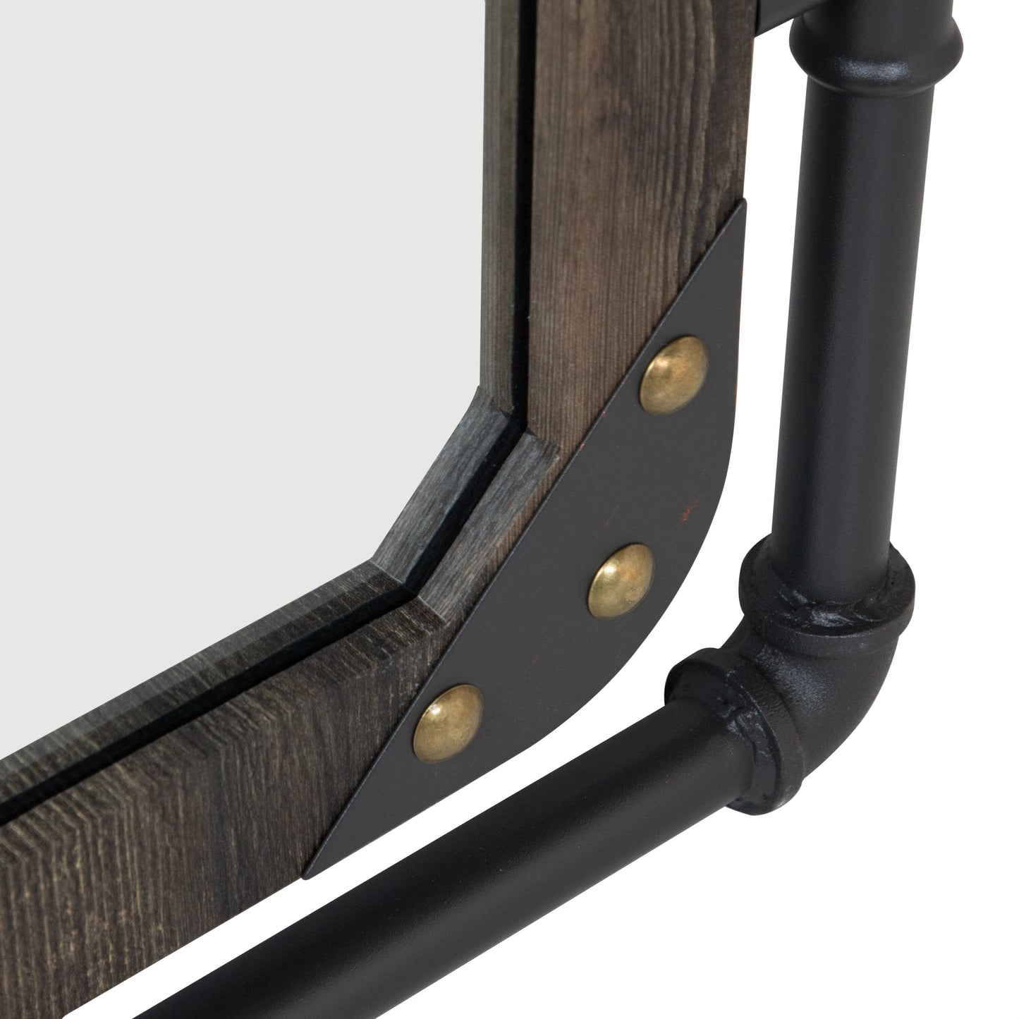 Miroir mural suspendu en métal Revo Industrial de 78 cm (31 pouces) de Furniture of America