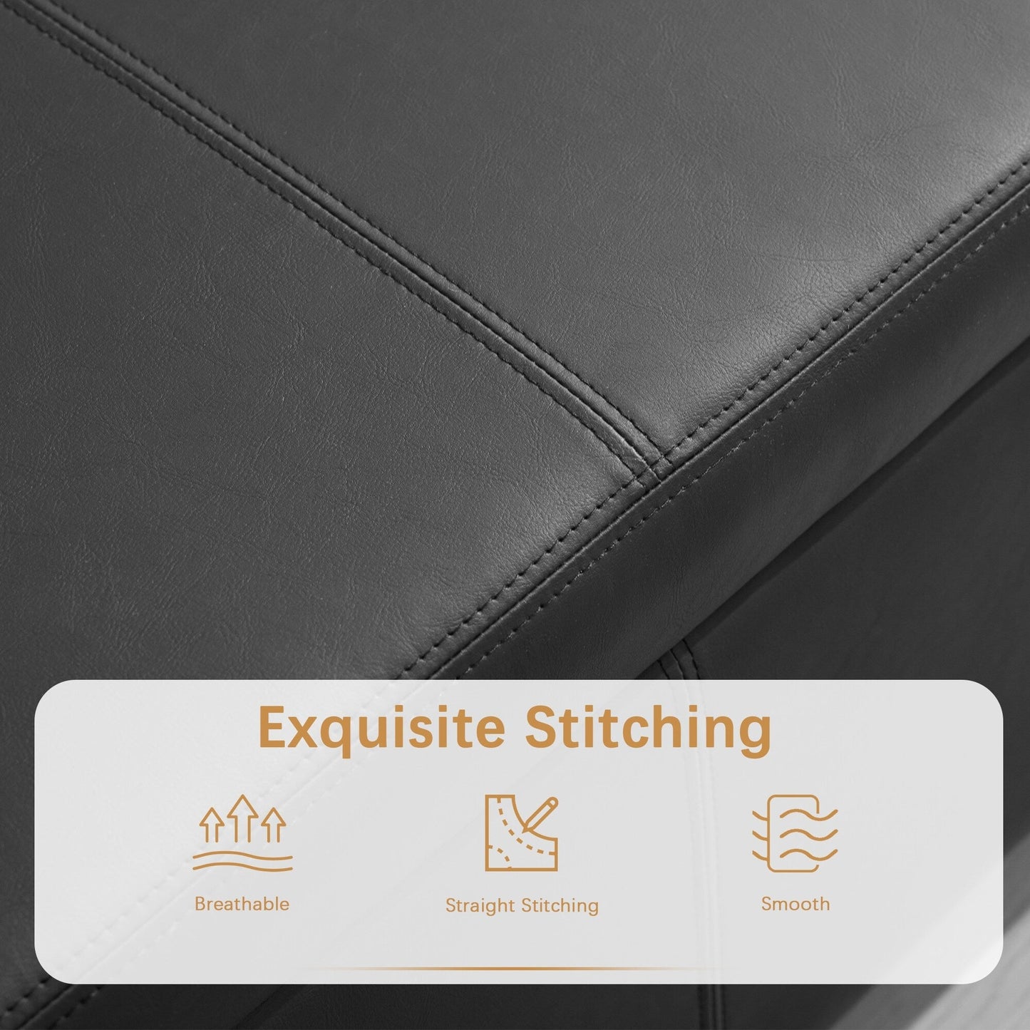 Ottoman rectangulaire de rangement recouvert de simili cuir - 50,3 x 17,50 x 18 pouces