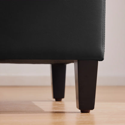 Ottoman rectangulaire de rangement recouvert de simili cuir - 50,3 x 17,50 x 18 pouces