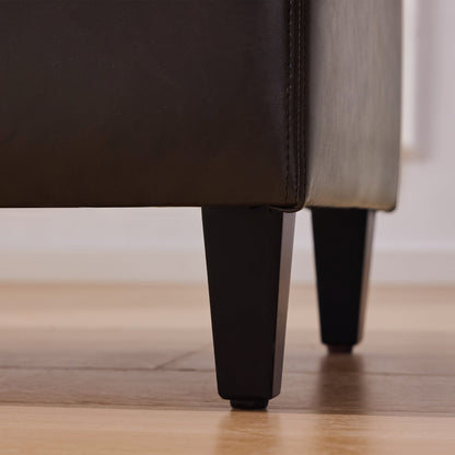 Ottoman rectangulaire de rangement recouvert de simili cuir - 50,3 x 17,50 x 18 pouces