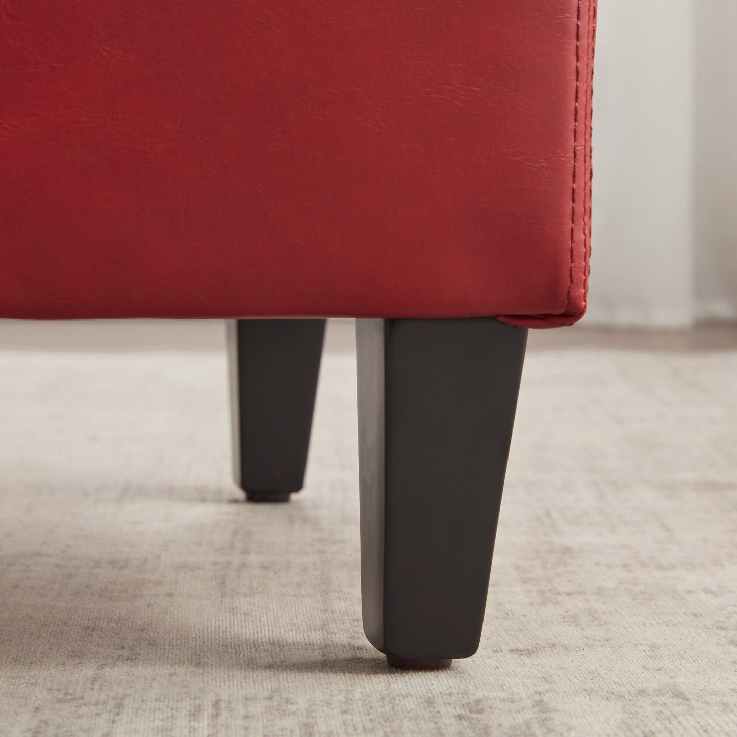 Ottoman rectangulaire de rangement recouvert de simili cuir - 50,3 x 17,50 x 18 pouces