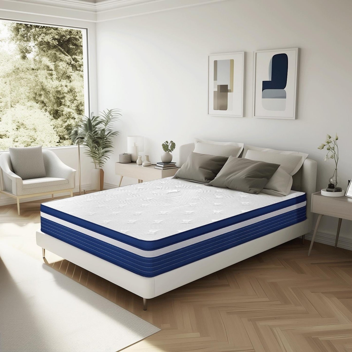 Matelas à ressorts avec surcouche moelleuse de 25 cm (10 po) SweDrea, fermeté moyenne, pour soulager le mal de dos et rafraîchir, certifié CertiPUR-US, SGS et OEKO-TEX.