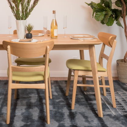 Chaise de salle à manger Abrielle en bois d'hévéa rembourrée, style moderne du milieu du siècle (lot de 2) par Christopher Knight Home