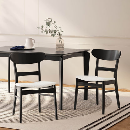 Chaise de salle à manger Abrielle en bois d'hévéa rembourrée, style moderne du milieu du siècle (lot de 2) par Christopher Knight Home