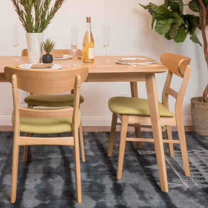 Chaise de salle à manger Abrielle en bois d'hévéa rembourrée, style moderne du milieu du siècle (lot de 2) par Christopher Knight Home