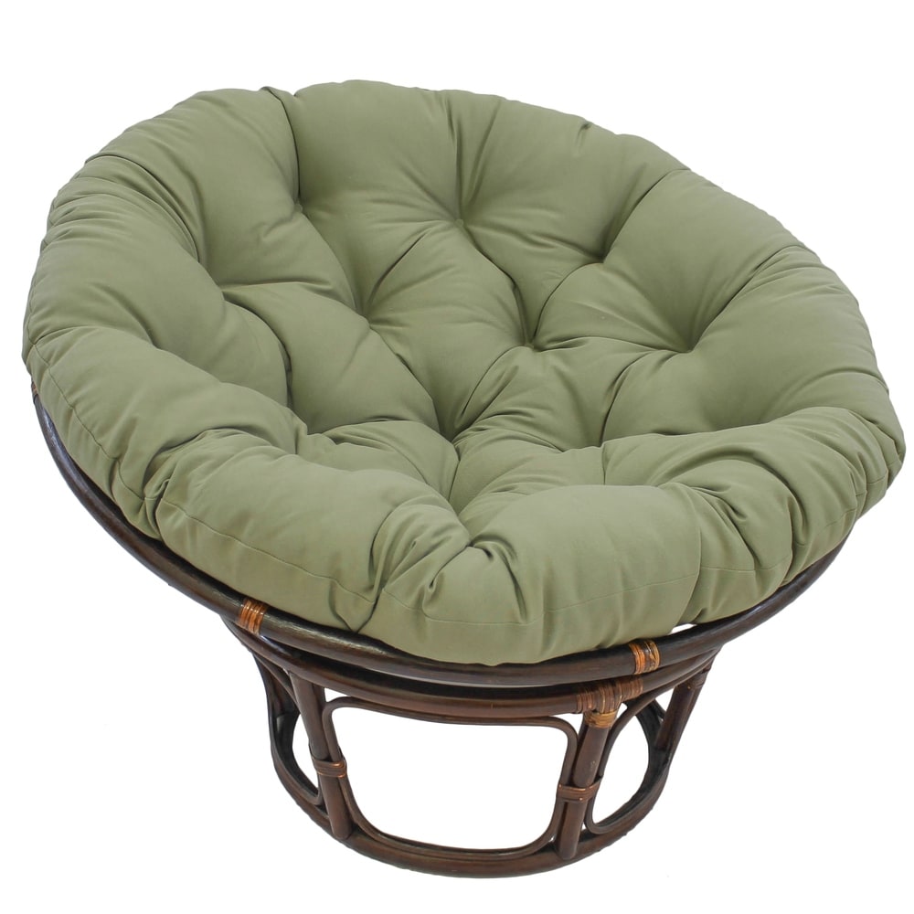 Fauteuil Papasan en rotin Bali de 107 cm avec coussin en toile twill