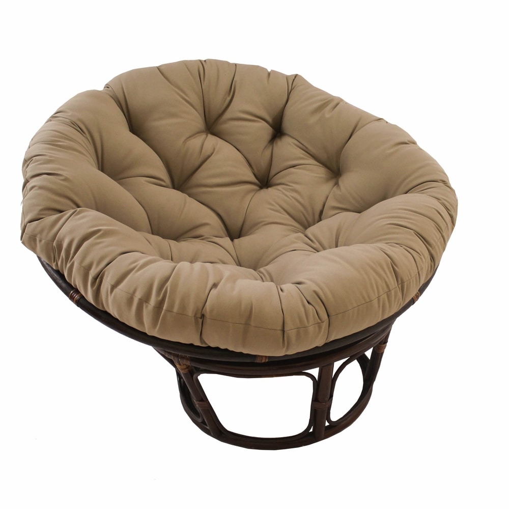 Fauteuil Papasan en rotin Bali de 107 cm avec coussin en toile twill