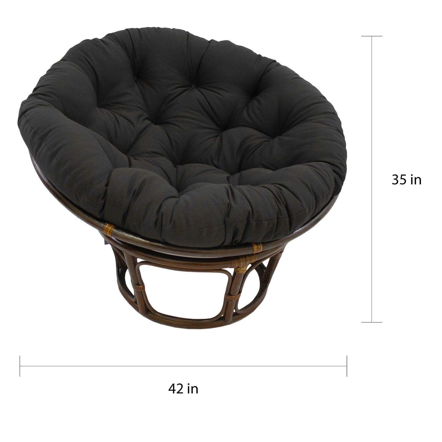 Fauteuil Papasan en rotin Bali de 107 cm avec coussin en toile twill