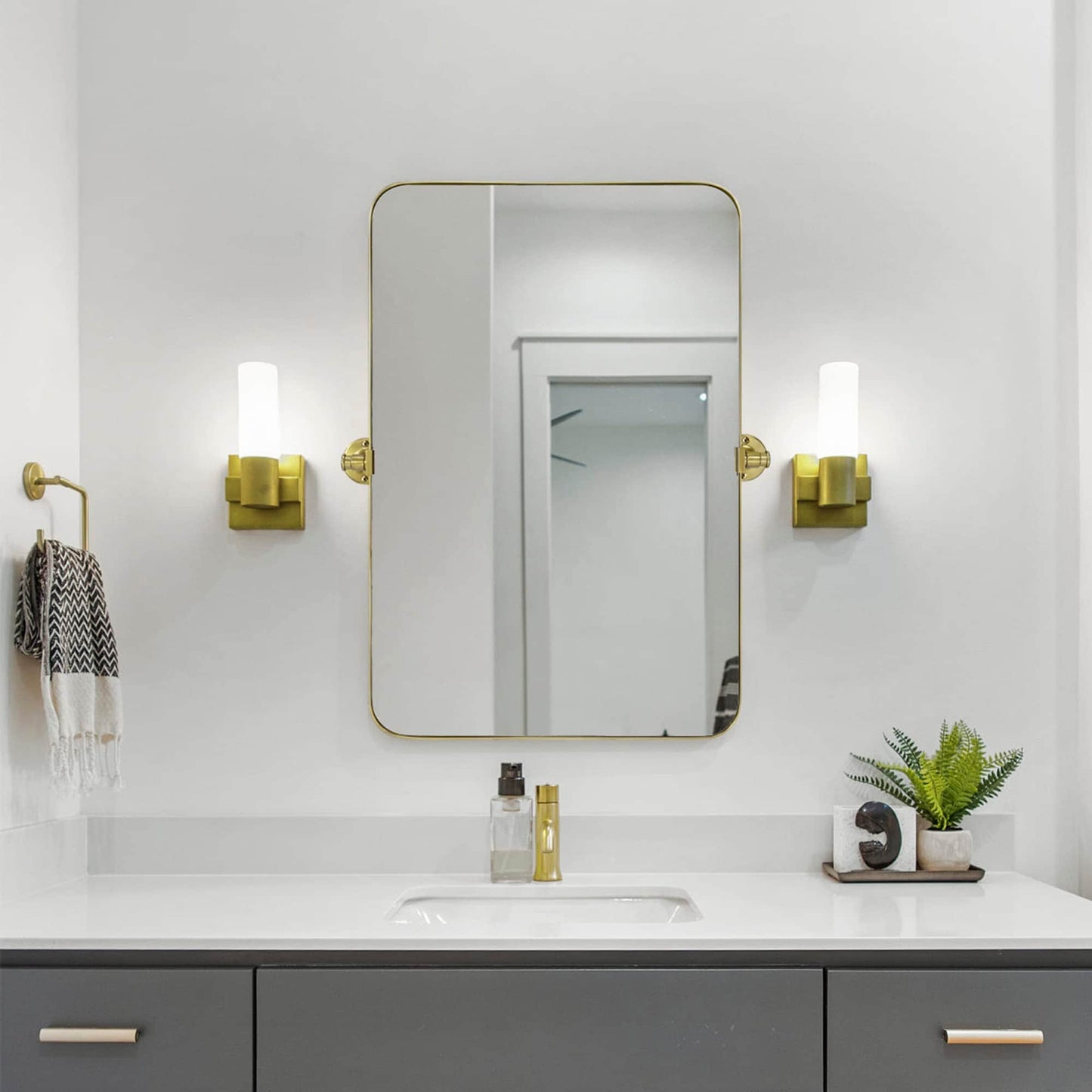 TEHOME Jonathan Miroir mural rectangulaire pivotant et inclinable en métal