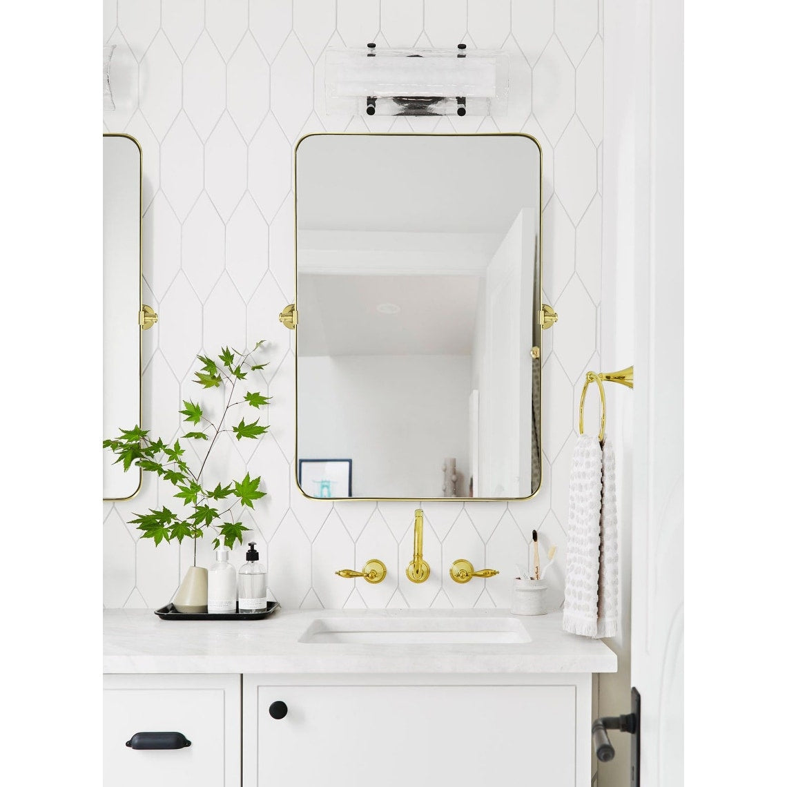 TEHOME Jonathan Miroir mural rectangulaire pivotant et inclinable en métal