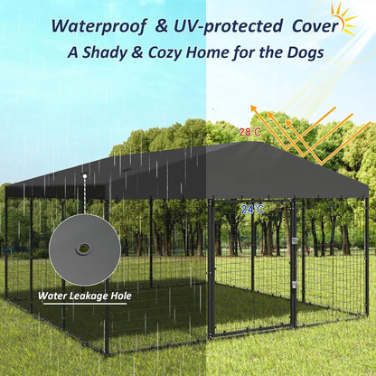 Grande cabane pour chien d'extérieur, 118 x 118 x 70 cm (L x l x h), cage pour chien robuste avec toit étanche.