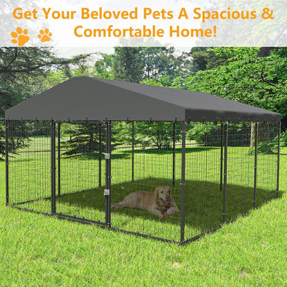Grande cabane pour chien d'extérieur, 118 x 118 x 70 cm (L x l x h), cage pour chien robuste avec toit étanche.