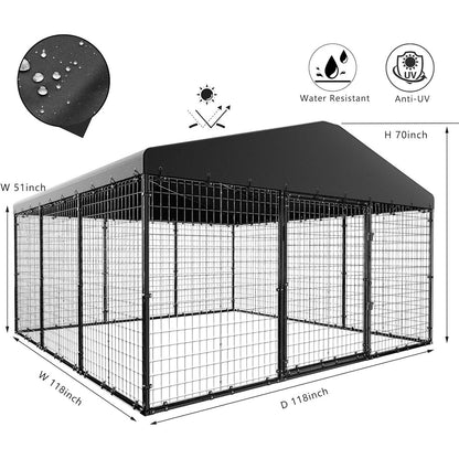 Grande cabane pour chien d'extérieur, 118 x 118 x 70 cm (L x l x h), cage pour chien robuste avec toit étanche.