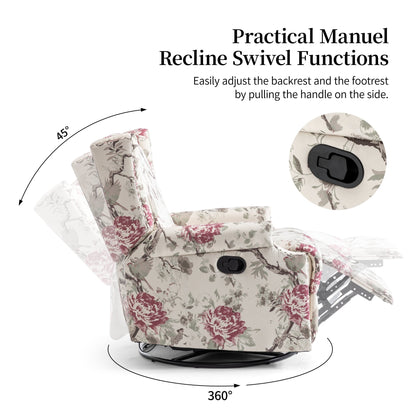 Lot de 2 chaises inclinables à bascule pivotantes à commande manuelle avec dossier inclinable, motif, 73,7 cm de largeur.