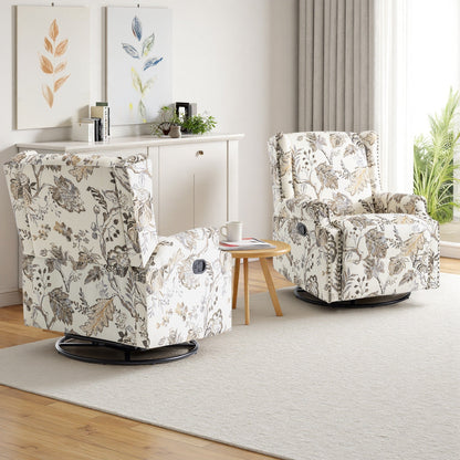 Lot de 2 chaises inclinables à bascule pivotantes à commande manuelle avec dossier inclinable, motif, 73,7 cm de largeur.