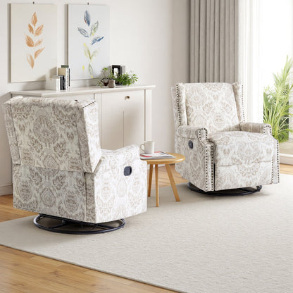 Lot de 2 chaises inclinables à bascule pivotantes à commande manuelle avec dossier inclinable, motif, 73,7 cm de largeur.