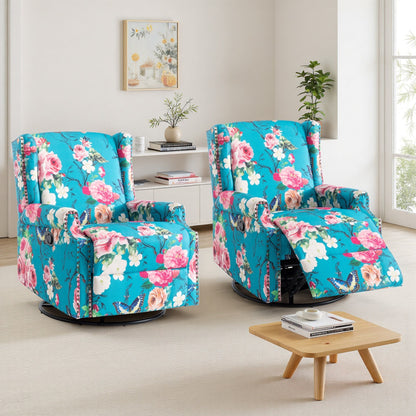 Lot de 2 chaises inclinables à bascule pivotantes à commande manuelle avec dossier inclinable, motif, 73,7 cm de largeur.