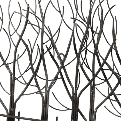 Décoration murale en métal noir représentant un champ d'arbres