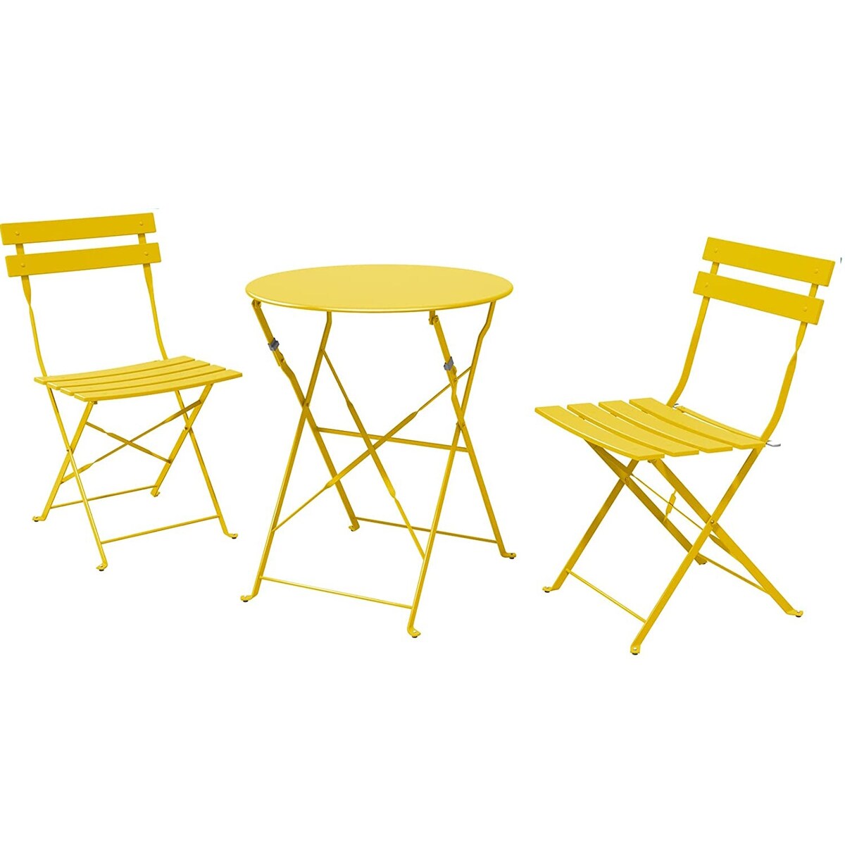Ensemble de bistro pliable en métal 3 pièces, ensemble de conversation résistant aux intempéries pour l'intérieur et l'extérieur, pour patio, jardin, cour.
