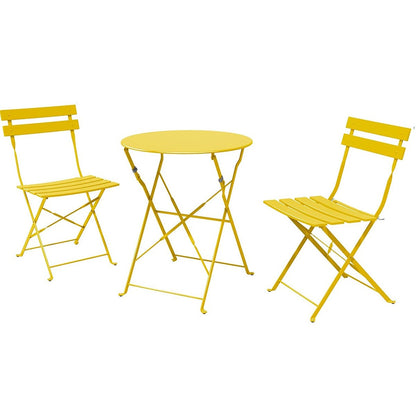 Ensemble de bistro pliable en métal 3 pièces, ensemble de conversation résistant aux intempéries pour l'intérieur et l'extérieur, pour patio, jardin, cour.