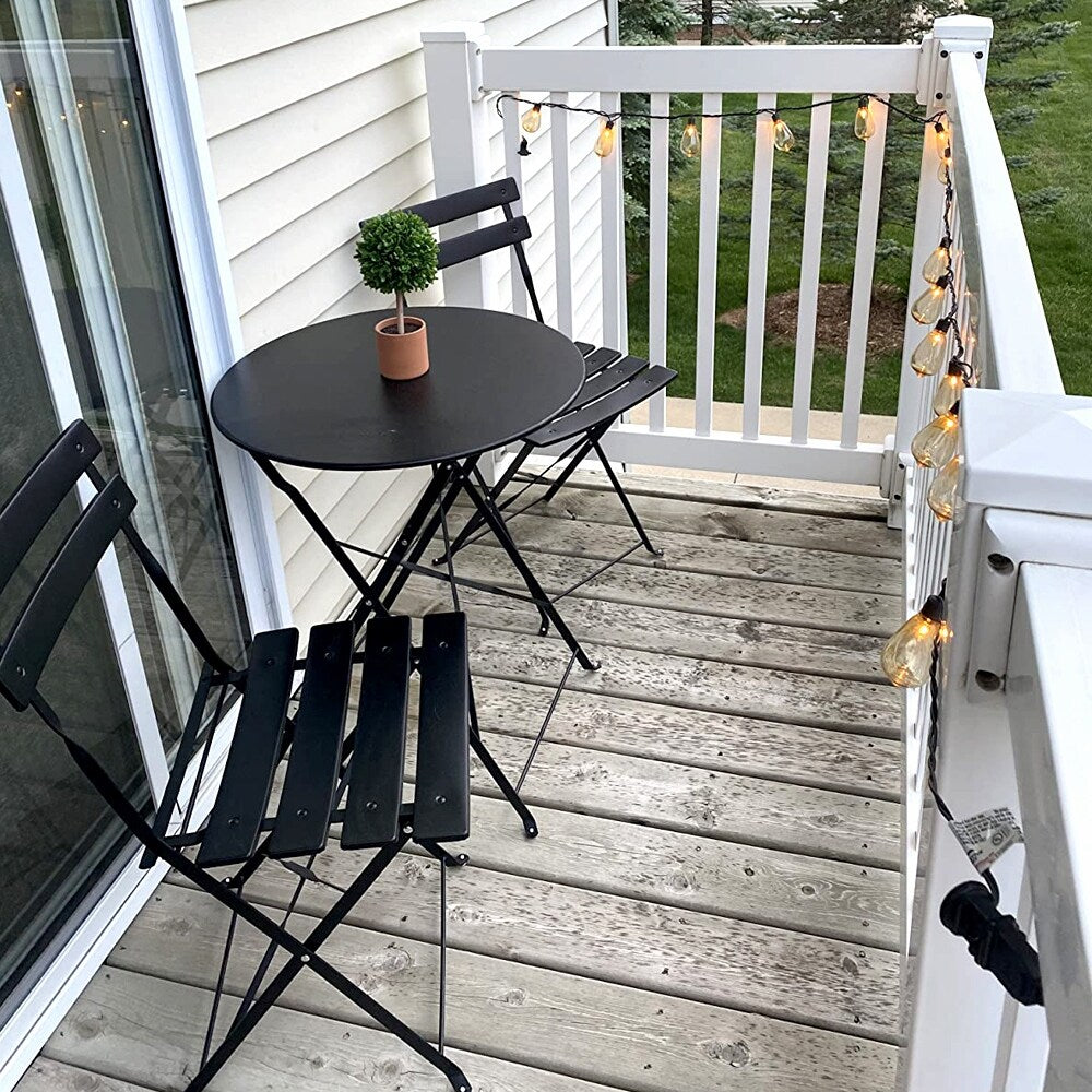 Ensemble de bistro pliable en métal 3 pièces, ensemble de conversation résistant aux intempéries pour l'intérieur et l'extérieur, pour patio, jardin, cour.