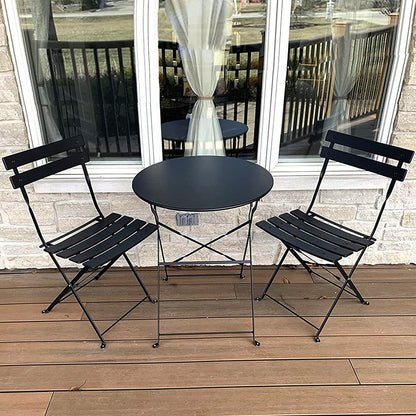 Ensemble de bistro pliable en métal 3 pièces, ensemble de conversation résistant aux intempéries pour l'intérieur et l'extérieur, pour patio, jardin, cour.