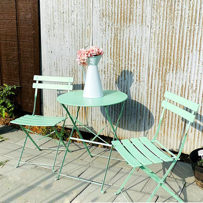 Ensemble de bistro pliable en métal 3 pièces, ensemble de conversation résistant aux intempéries pour l'intérieur et l'extérieur, pour patio, jardin, cour.
