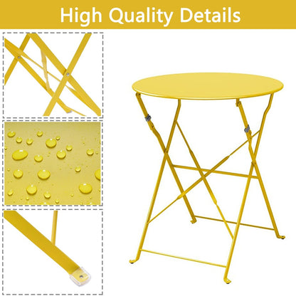 Ensemble de bistro pliable en métal 3 pièces, ensemble de conversation résistant aux intempéries pour l'intérieur et l'extérieur, pour patio, jardin, cour.